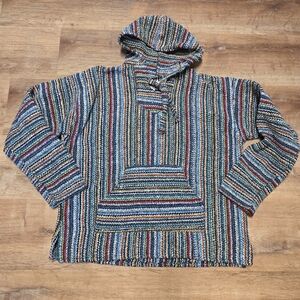 Earth Ragz Multicolor Striped Hooded Baja Pullover Sweatshirt Extra Large